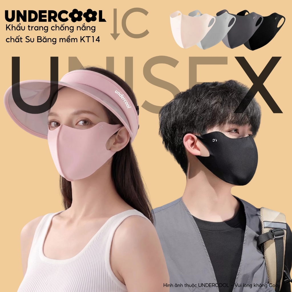 Khẩu Trang Vải Chống Nắng UNDERCOOL Chất Su Băng Ice Silk Làm Mát Nhanh, Chống Tia UV, Bảo Vệ Khóe Mắt Nam Nữ KT14