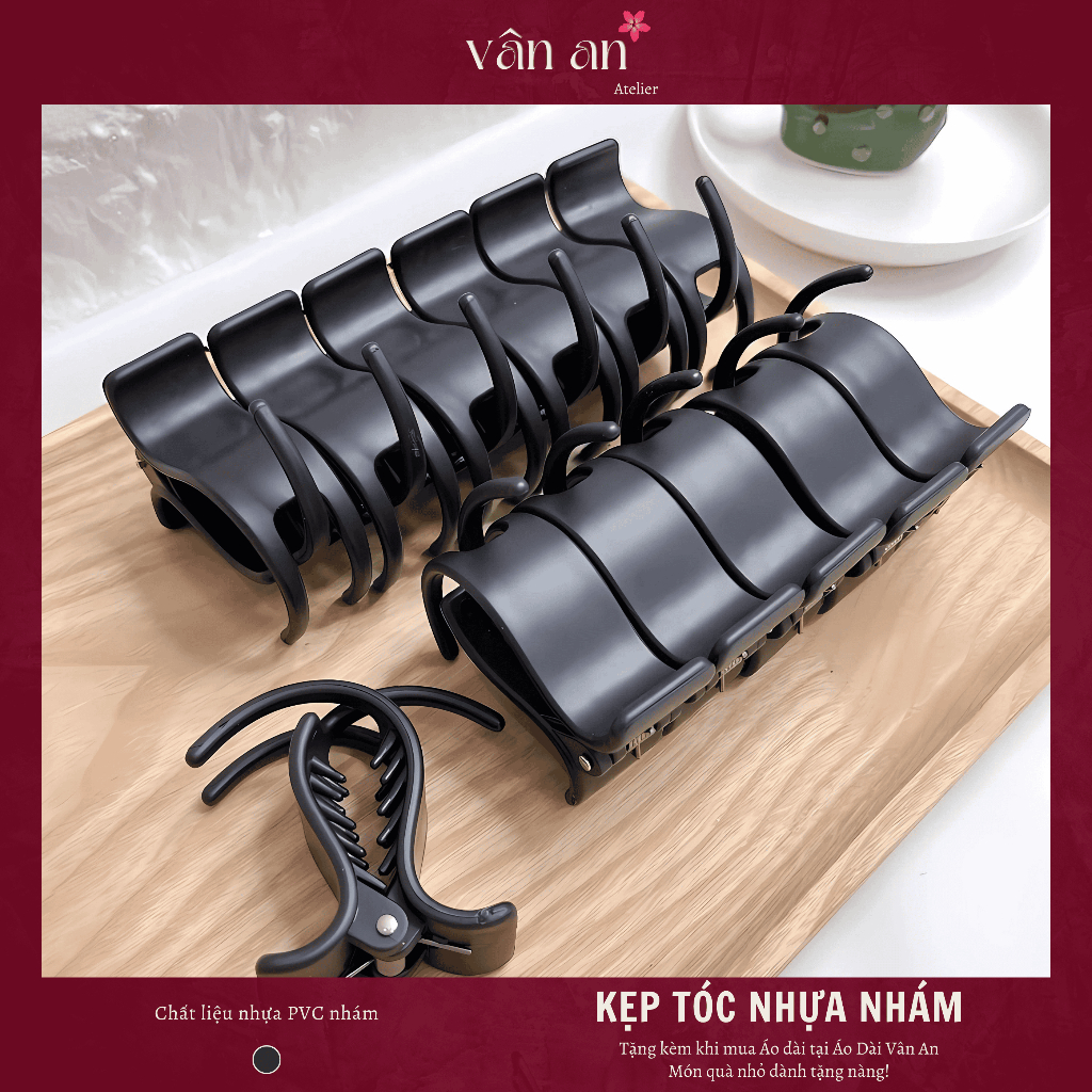 Kẹp Tóc 3 Răng - Chất Liệu Nhựa Cứng - Tặng Kèm Khi Mua Hàng - Áo Dài Vân An