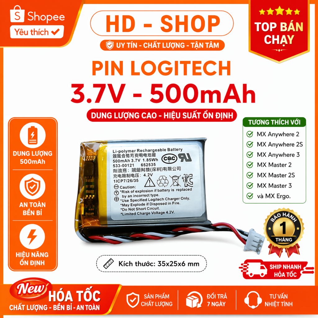 Hàng new_Pin Chuột Logitech 500mAh - Pin Sạc Logitech MX Anywhere 2S ...