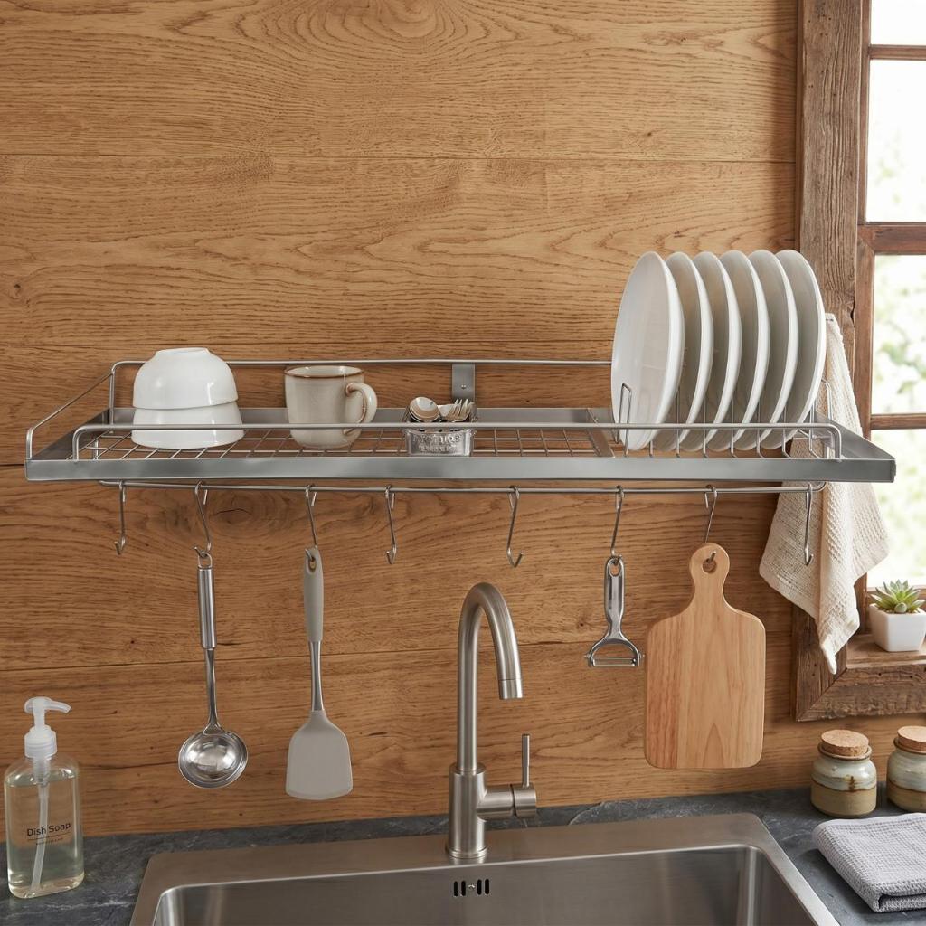Kệ đa năng la inox WIN Qui Phúc, inox sáng bóng không gỉ, có khay úp đĩa tiện lợi