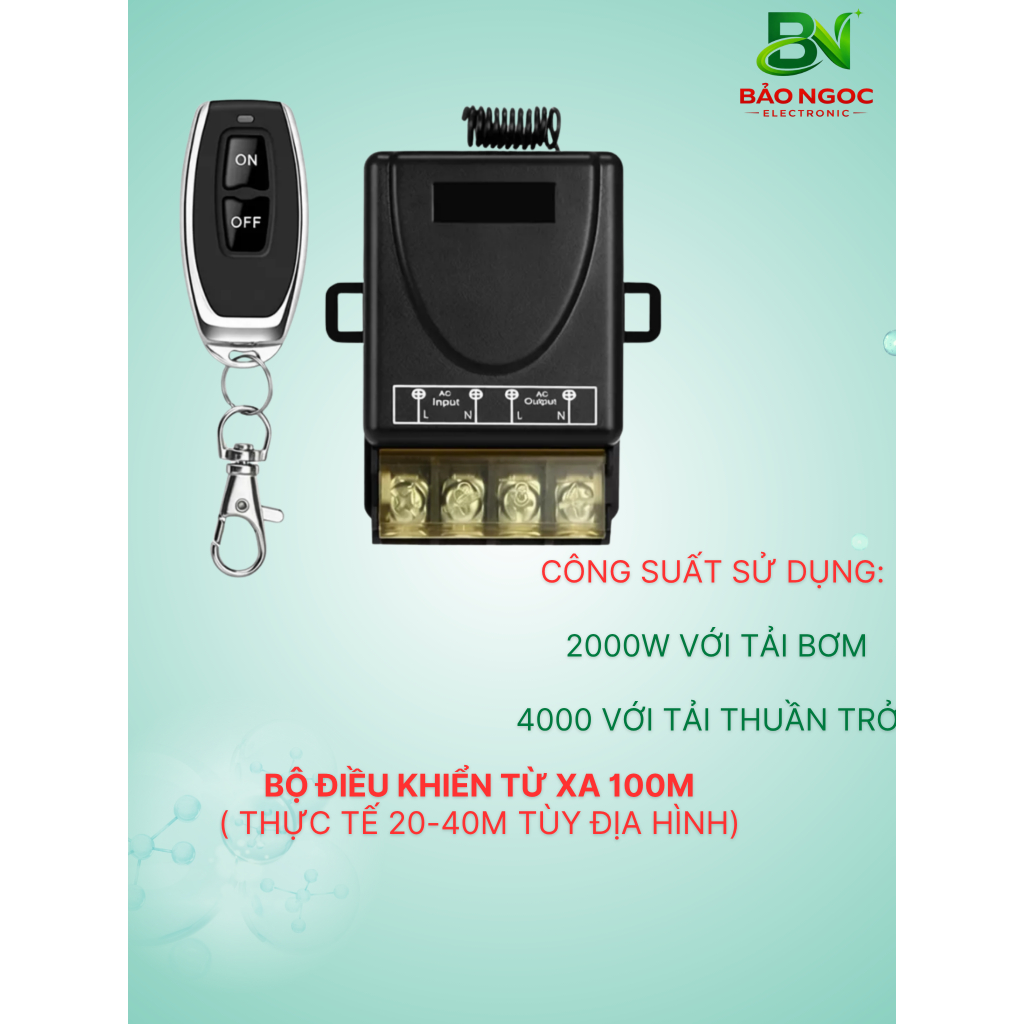 Bộ Công tắc Điều khiển Từ xa 100- 3000m 220V - 380v Dùng cho Máy bơm Nước và Rửa Xe các thiết bị cần bật tắt từ xa