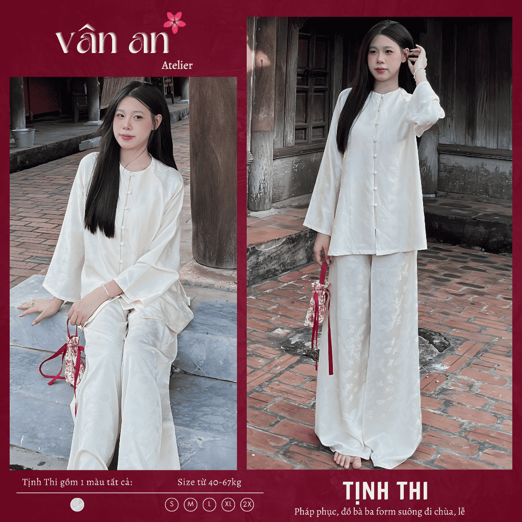 Đồ Lam, Pháp Phục Đi Chùa TỊNH THI - Dáng Suông, Khuy Cài Cúc Bọc - Chất Liệu Lụa Tô Châu Mềm Mại, Thoáng Mát