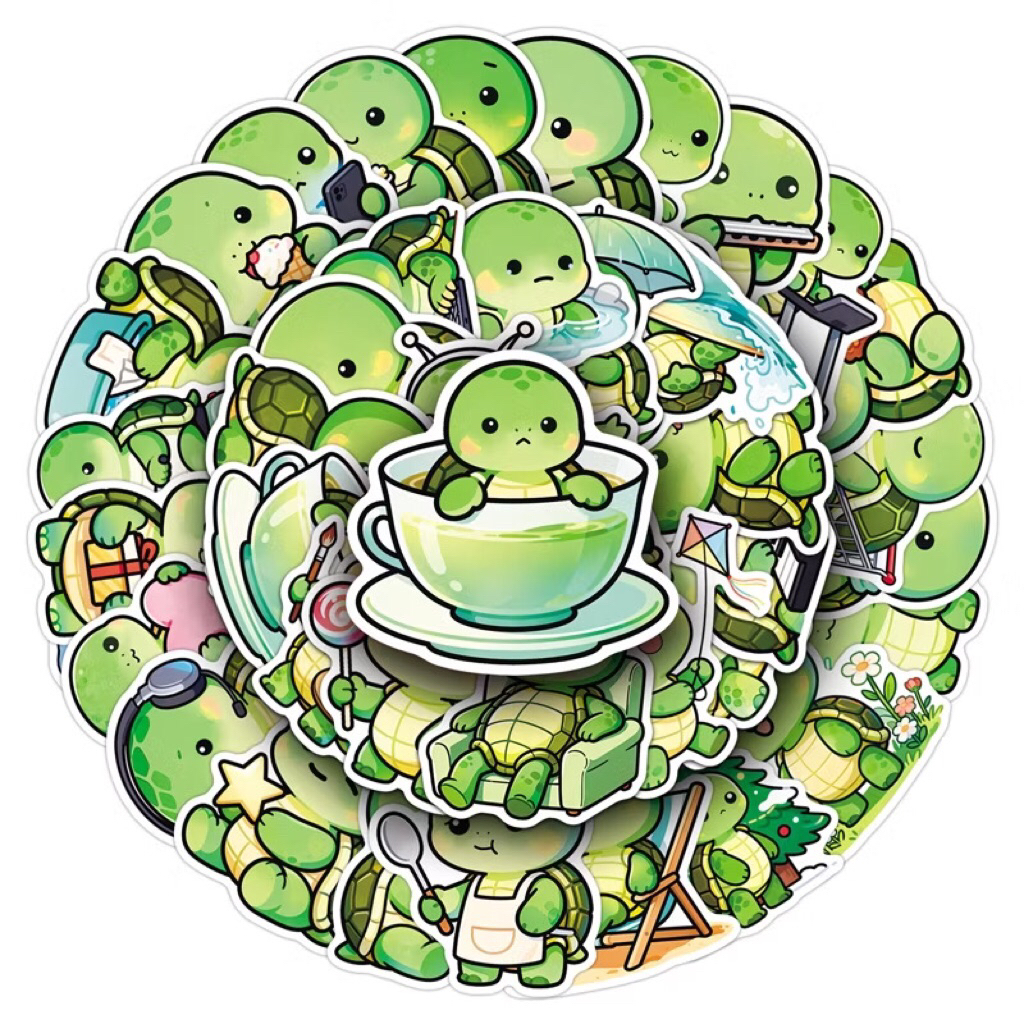 sticker chú rùa xanh