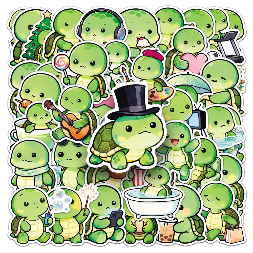 sticker chú rùa xanh
