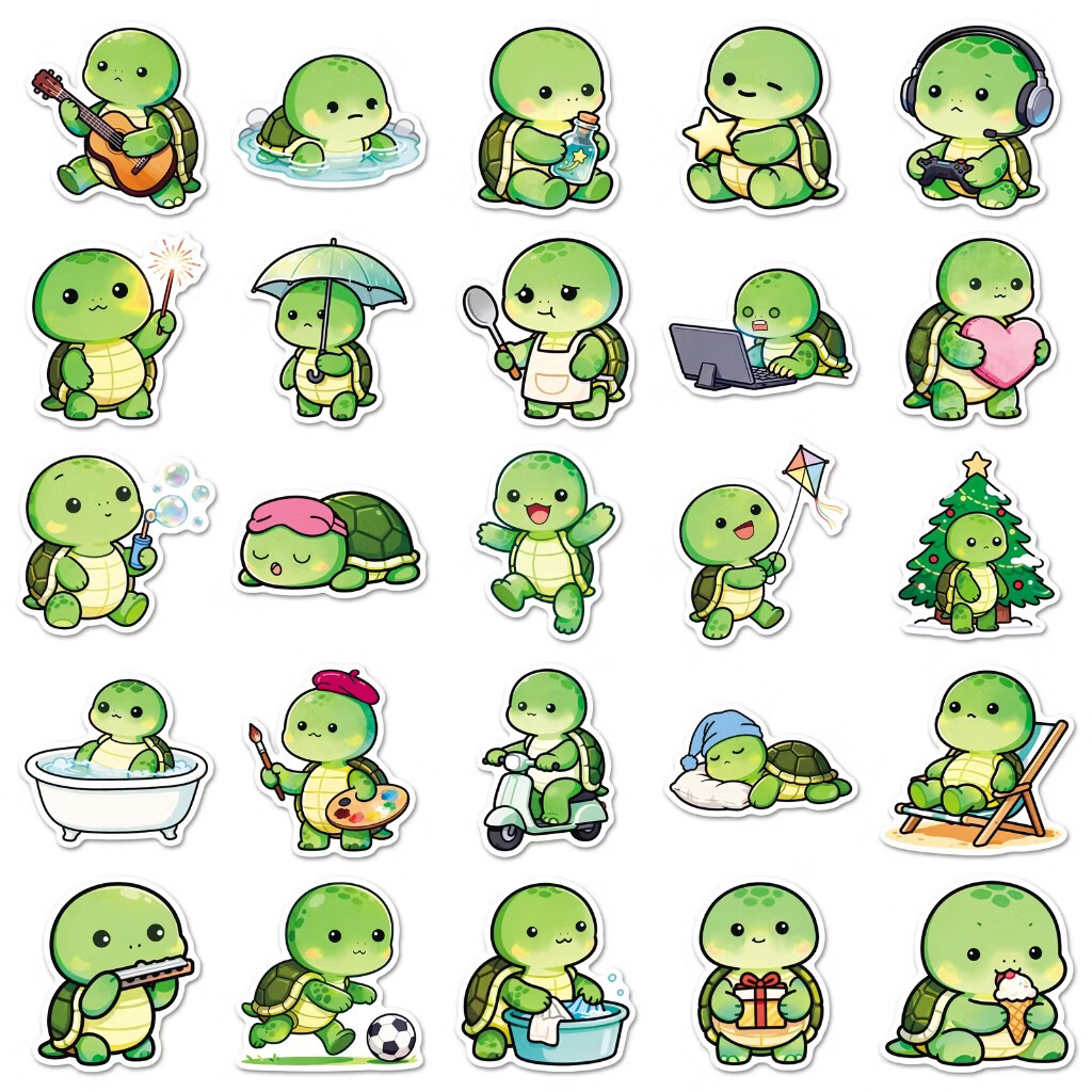sticker chú rùa xanh