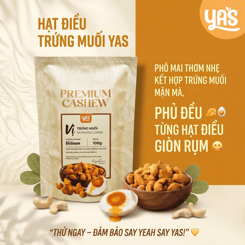 Combo 5 Túi 100g Hạt Điều Tẩm Vị YAS - Đầy Đủ Trọn Vị- Giá Siêu Rẻ