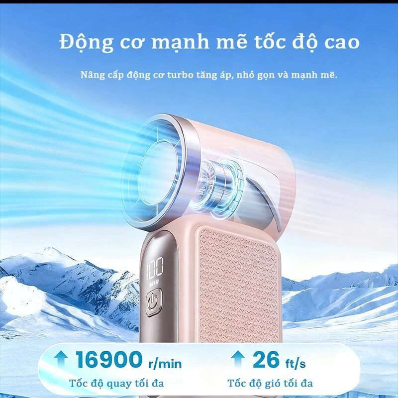 [BẢN MỚI 2026] Quạt Mini Cầm Tay X688, 100 Cấp Độ Gió, Gập Gọn Chữ L, Sạc Type-C, Màn Hình LED – HomeEase – Đồ Nhà Xịn