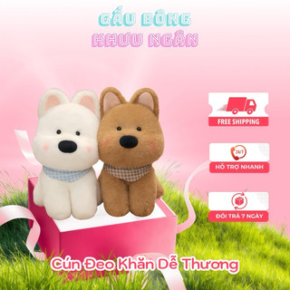 Gấu Bông Cún Đeo Khăn Dễ Thương, Thú Nhồi Bông Cún Mềm Mại, Quà Tặng & Trang Trí Cho Bé