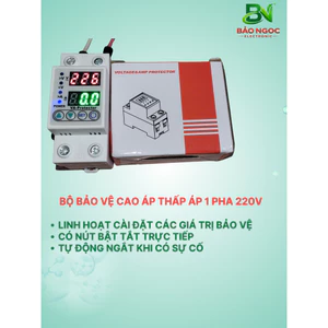 Rơ le bảo vệ điện áp 220V dân dụng, cao áp, thấp áp, mất trung tính LED hiện điện áp