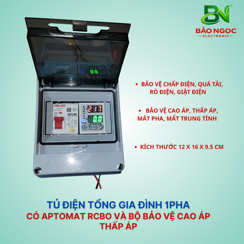 Rơ le bảo vệ điện áp 220V dân dụng, cao áp, thấp áp, mất trung tính LED hiện điện áp