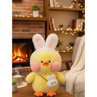 Gấu Bông Vịt Vàng Đội Nón Kèm Túi Mini Siêu Cute, Thú Nhồi Bông Mềm Mịn Cao Cấp, Quà Tặng Cho Bé