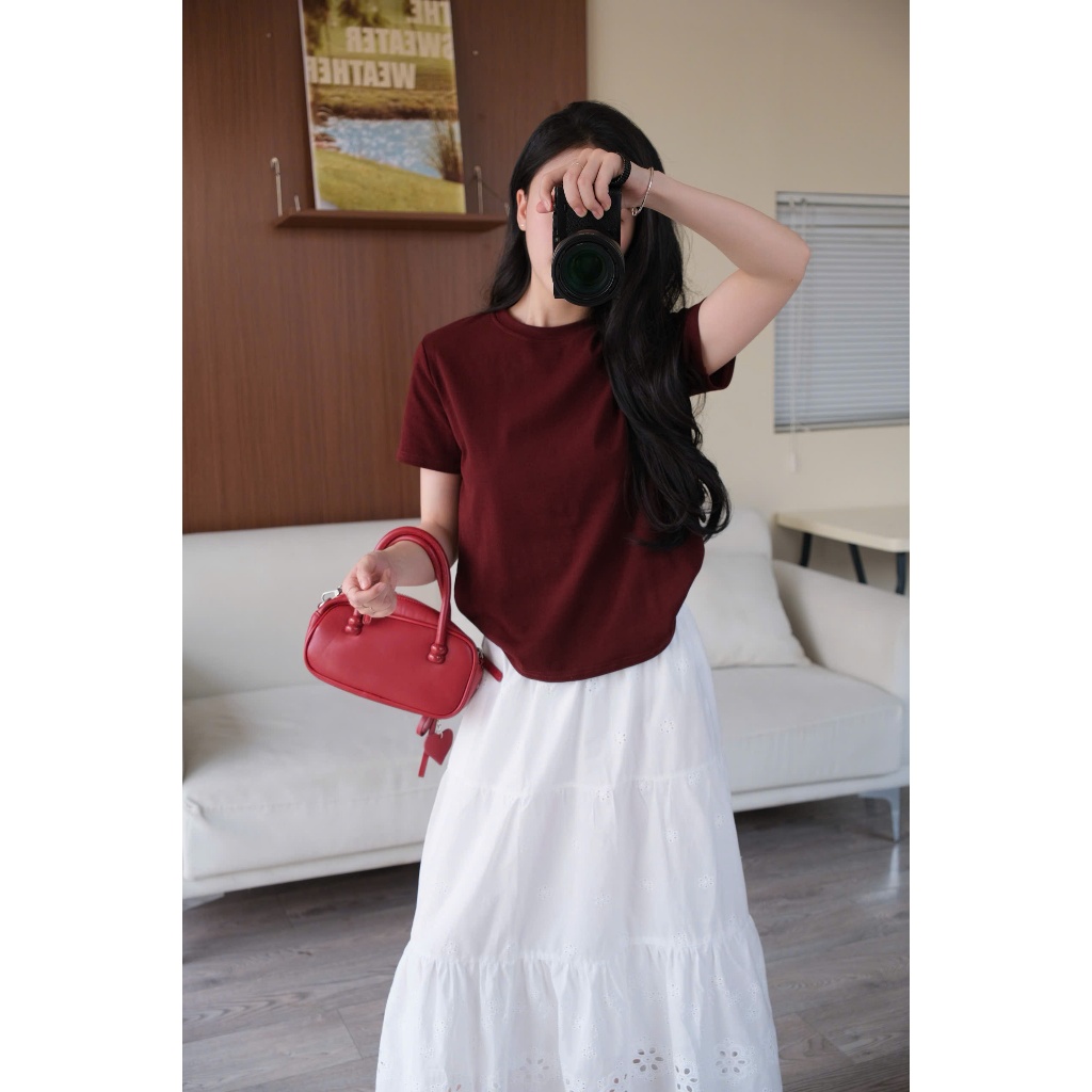 Áo phông trơn cộc tay basic tag Dou Dou 930 Nữ the.sweaterweather TSW
