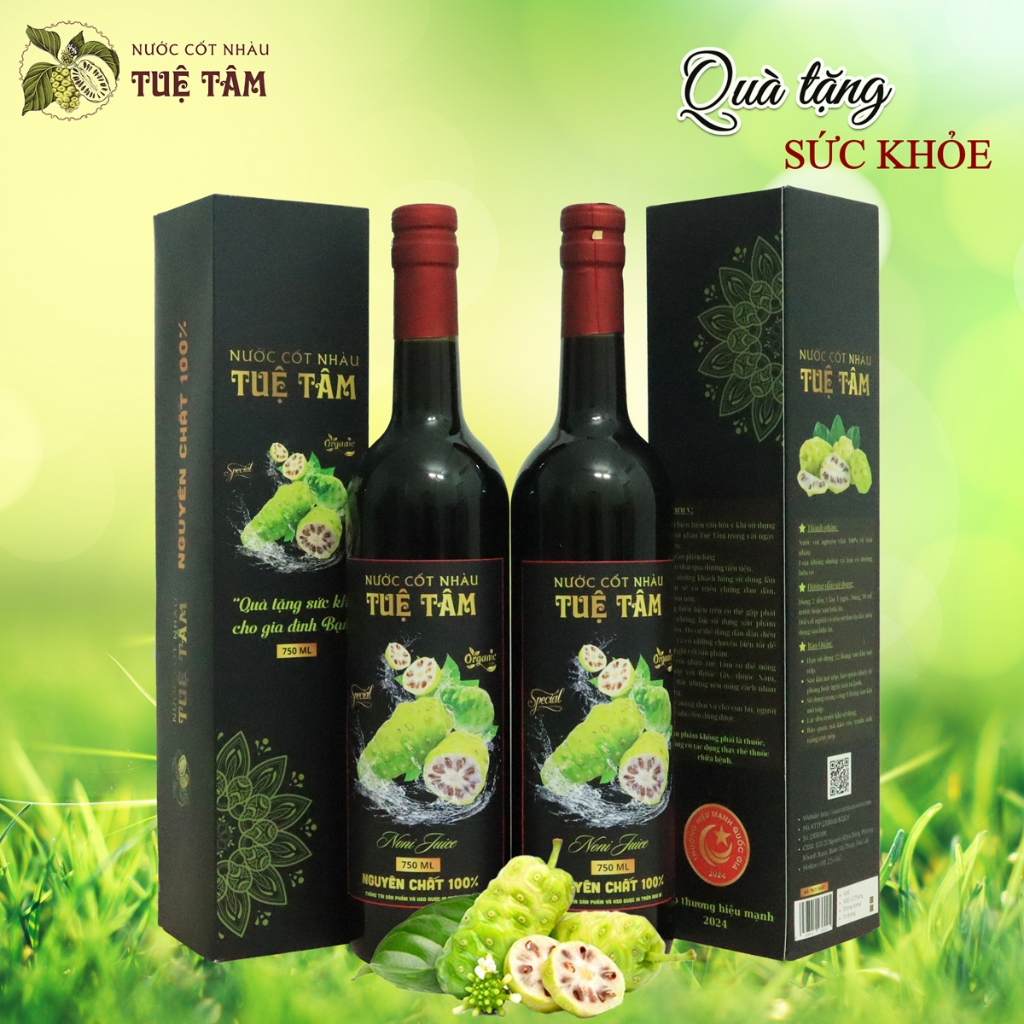 Nước cốt nhàu Tuệ Tâm nguyên chất 100% – tự nhiên – hỗ trợ tiêu hóa, tăng đề kháng – chai 1000ml