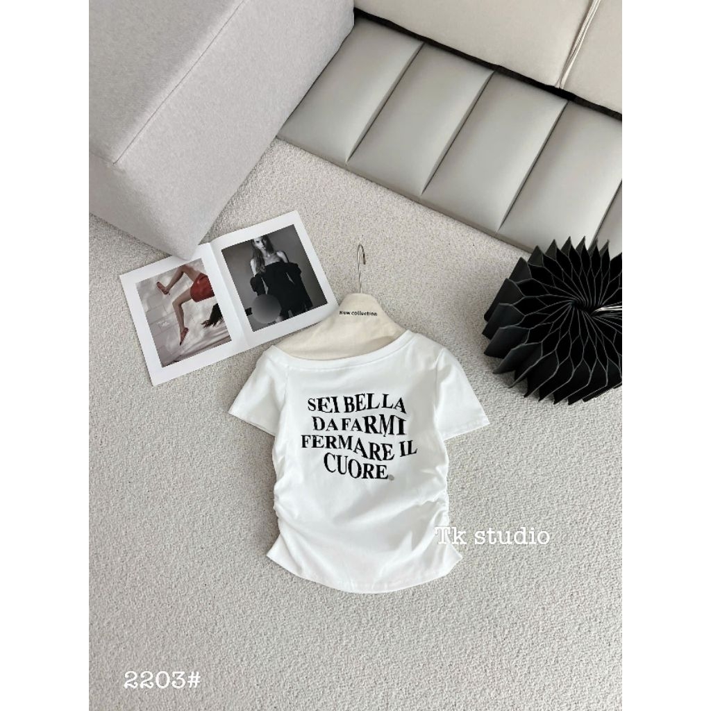 [𝑯𝒂 𝑨𝒏𝒉] Áo Cộc Phông  Trễ Vai Chữ SELBELLA QCL1 : 40- 50kg