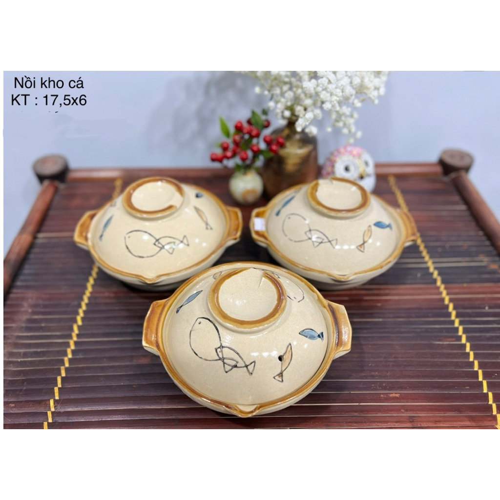 (Ảnh thật) Nồi Gốm Nhật chịu nhiệt tốt hoa văn tinh tế/ Gốm Nhật hàng tuyển