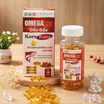 (hộp 100v) Viên dầu cá OMEGA 3,6,9 Dầu gấc Kore EXTRA Giúp bổ não, sáng mắt, khỏe tim mạch - dầu gấc omega