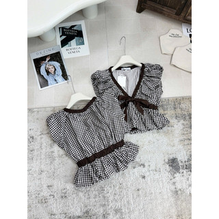 •𝙆𝙞𝙣𝙜𝙨𝙝𝙤𝙥𝙗𝙚𝙖𝙪𝙩𝙮•Áo Kẻ Nơ Tay Bồng Tiểu Thư QC