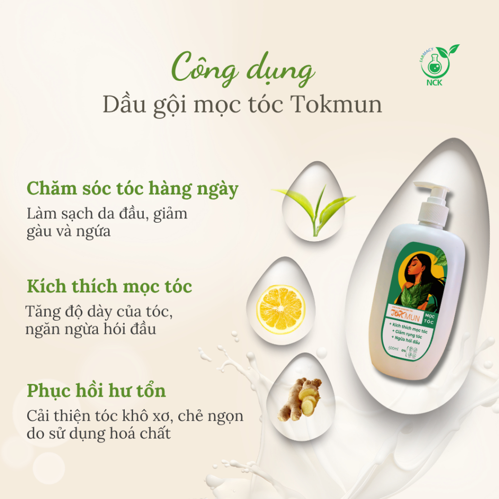 [NCK Farmacy] Dầu Gội Thảo Dược TOKMUN Giảm Rụng Tóc Làm Sạch Da Đầu Phù Hợp Tóc Yếu Dễ Gãy