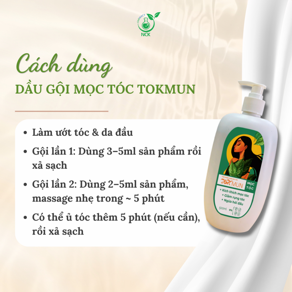 [NCK Farmacy] Dầu Gội Thảo Dược TOKMUN Giảm Rụng Tóc Làm Sạch Da Đầu Phù Hợp Tóc Yếu Dễ Gãy