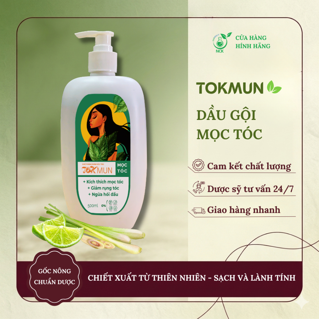 [NCK Farmacy] Dầu Gội Thảo Dược TOKMUN Giảm Rụng Tóc Làm Sạch Da Đầu Phù Hợp Tóc Yếu Dễ Gãy
