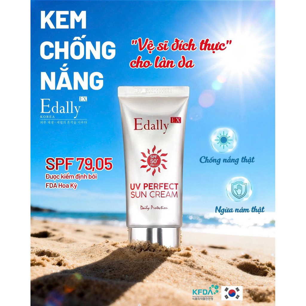 KEM CHỐNG NẮNG NGỪA NÁM HOÀN HẢO EDALLY EX UV PERFECT SUN CREAM SPF50+/PA++++ 60ml ngừa nám, bảo vệ da