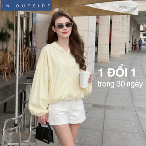 Áo khoác gió nữ In Outside 2 lớp, chất liệu dù nhăn trượt nước, có túi trong, túi ngoài có khóa kéo (trượt nước)