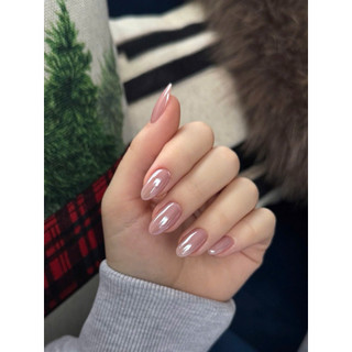 Nailbox móng tay giả thiết kế sang trọng basic đơn giản nhã nhặn đi tiệc hằng ngày nude hồng tráng gương (A13)