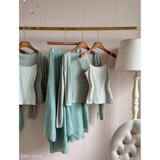 Set Xanh 3 Món: Áo 2 Dây + Cdg + Chân Váy Maxi Chuẩn Linh Hoàng