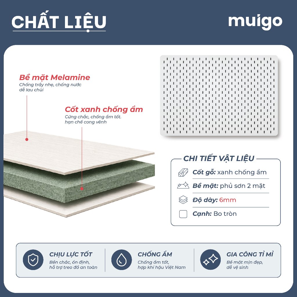 [Tặng phụ kiện] BẢNG PEGBOARD GỖ TREO TƯỜNG TIỆN LỢI TRẮNG/ ĐEN/ XÁM | Bảng Lỗ Decor Tiện Dụng, Tối Ưu Không Gian