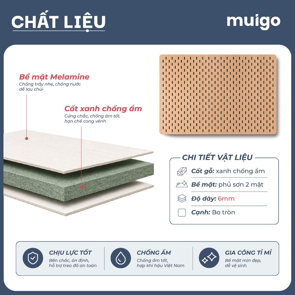 [Tặng phụ kiện] BẢNG PEGBOARD GỖ TREO TƯỜNG MÀU NÂU VÀNG | Bảng Lỗ Decor Tiện Dụng, Tối Ưu Không Gian