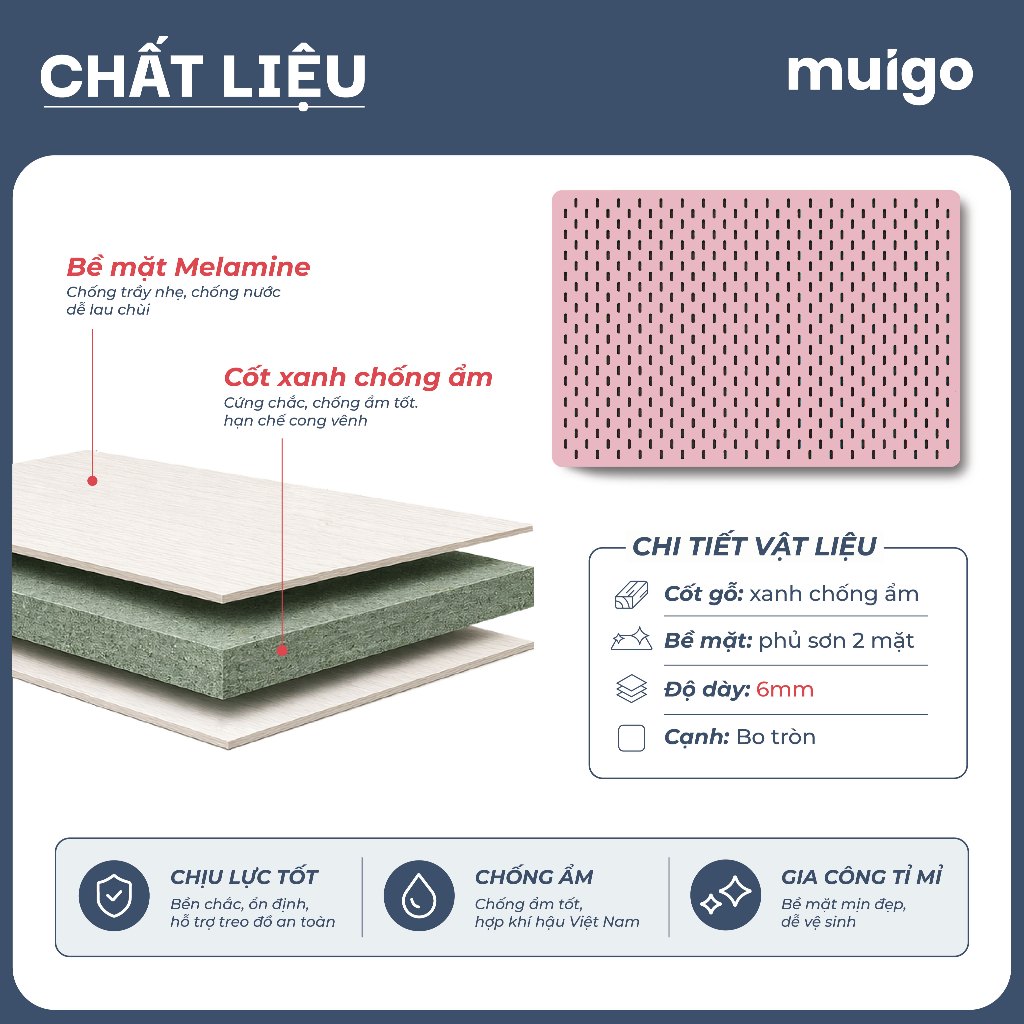 [Tặng phụ kiện] BẢNG PEGBOARD TREO TƯỜNG MÀU HỒNG| Bảng Lỗ Decor Tiện Dụng, Tối Ưu Không Gian