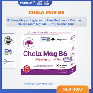 Chela Mag B6 - Bổ Sung Magie Bisglycinate & Vitamin B6, Hỗ Trợ Giảm Tê Bì, Đau Mỏi Cơ, Giúp Ngủ Ngon