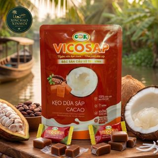 [25.06] Kẹo dừa sáp vị Cacao VICOSAP đặc sản Trà Vinh (Gói 100g)