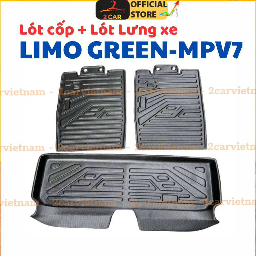 Lót cốp nhựa, lót lưng ghế sau xe Vinfast Limo Green / MPV 7, MPV7 không thấm nước, đàn hồi, dễ vệ sinh