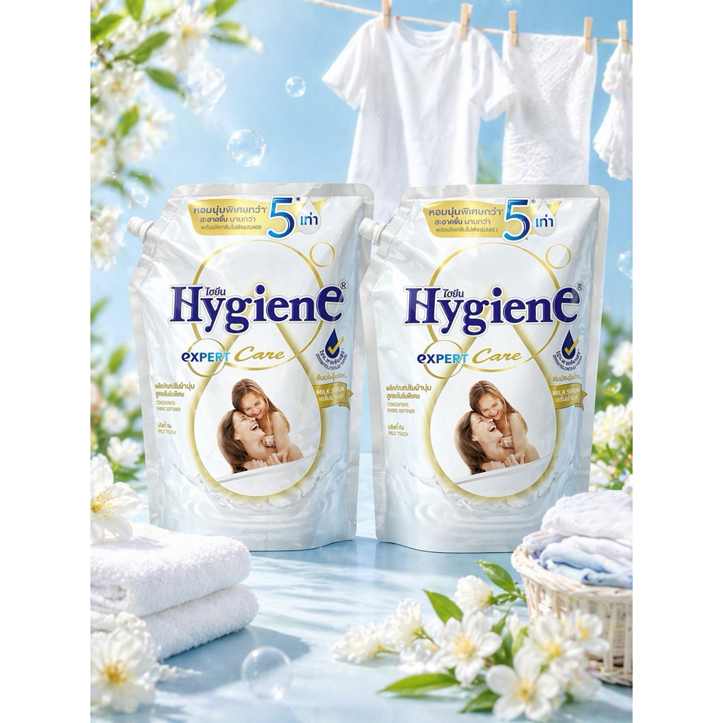 2Túi[2.200ml] Nước Xả Vải Hygiene Thái Lan – Trắng Sữa & Hoa Hồng Đen – Thơm Lâu, Mềm Vải, Lưu Hương Cao Cấp