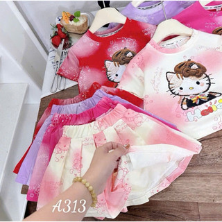 (CÓ LÓT TRONG) Váy xếp ly bé gái in hình HELLO KITTY 9-45kg (M49)