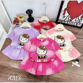 (CÓ LÓT TRONG) Váy xếp ly bé gái in hình HELLO KITTY 9-45kg (M49)