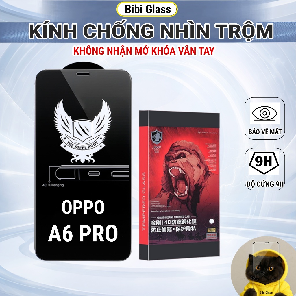 Kính cường lực Oppo A6 Pro chống nhìn trộm full màn miếng dán bảo vệ màn hình điện thoại sharkcase