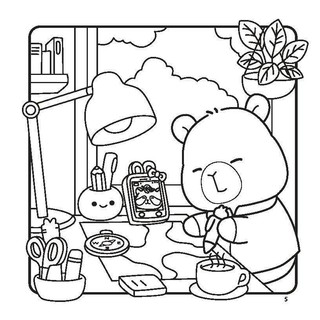 Sách Tô Màu dành cho mọi lứa tuổi Capy Holiday Cute &Comfy Coloring Book 72 Trang bìa nhũ, gáy lò xo