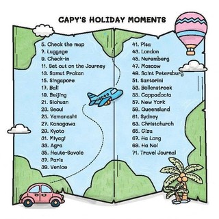 Sách Tô Màu dành cho mọi lứa tuổi Capy Holiday Cute &Comfy Coloring Book 72 Trang bìa nhũ, gáy lò xo