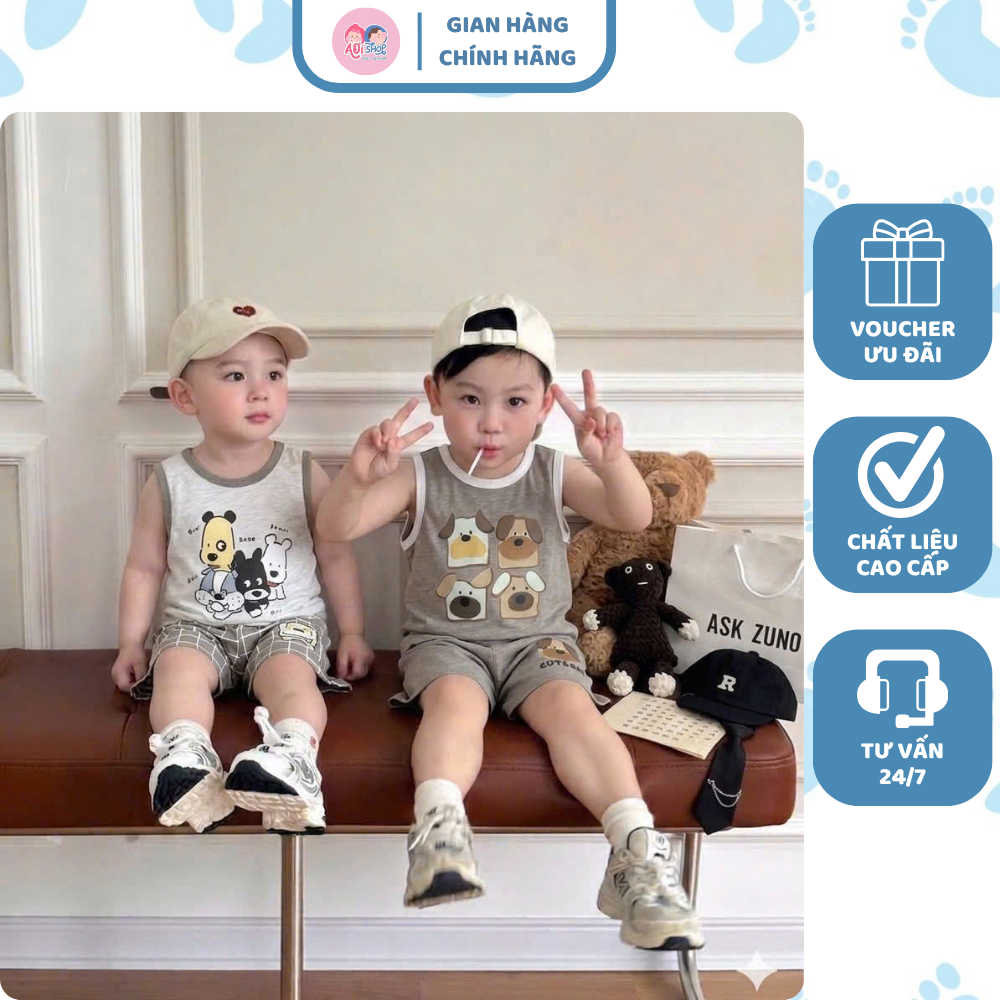 [À ƠI SHOP] D11- set 2 bộ ba lỗ chó 4 mặt khác nhau- a100.368