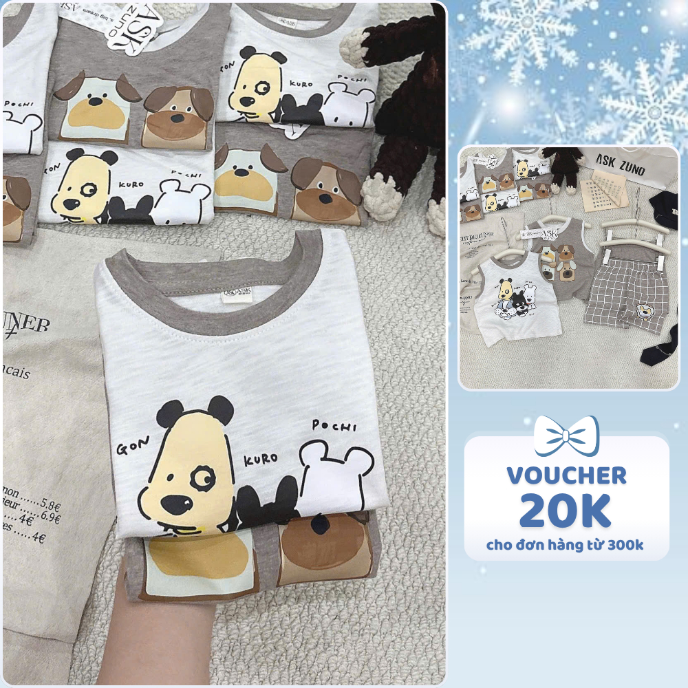 [À ƠI SHOP] D11- set 2 bộ ba lỗ chó 4 mặt khác nhau- a100.368