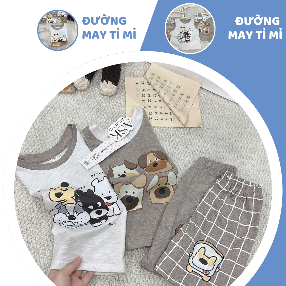 [À ƠI SHOP] D11- set 2 bộ ba lỗ chó 4 mặt khác nhau- a100.368