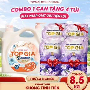 Can Nước Giặt Xả TopGia 2 Vòi Tiện Lợi 4.5KG Lưu Hương 100H, Kháng Khuẩn 99%, Dịu Nhẹ