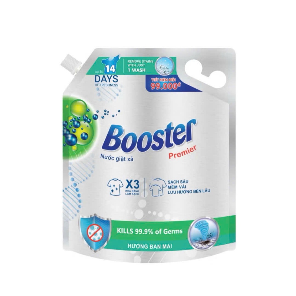 Thùng Nước Giặt Booster Premier 4kg Đâm Đắc, Giặt Xả 2 Trong 1, Công Nghệ Lưu Hương 72h Chuẩn Châu Âu