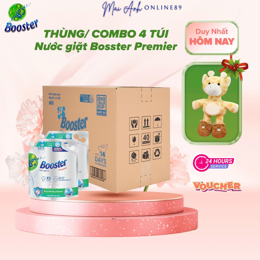 Thùng Nước Giặt Booster Premier 4kg Đâm Đắc, Giặt Xả 2 Trong 1, Công Nghệ Lưu Hương 72h Chuẩn Châu Âu