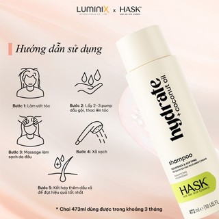 Dầu Gội HASK Coconut Oil Chiết Xuất Dầu Dừa 473ml - Làm Sạch, Giảm Khô Xơ & Nuôi Dưỡng Tóc Mềm Mượt Bóng Khoẻ [34148AC]