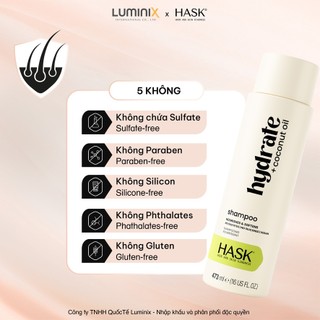 Dầu Gội HASK Coconut Oil Chiết Xuất Dầu Dừa 473ml - Làm Sạch, Giảm Khô Xơ & Nuôi Dưỡng Tóc Mềm Mượt Bóng Khoẻ [34148AC]