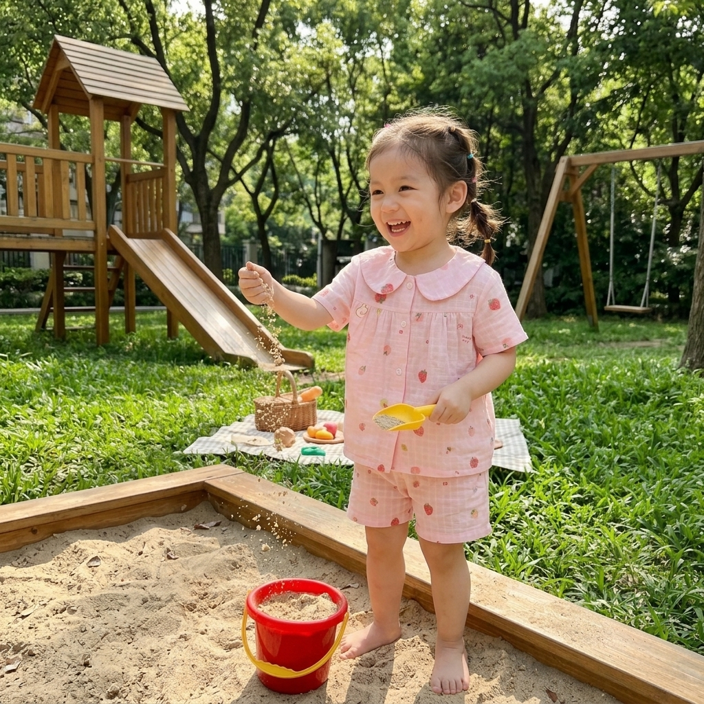 Bộ hè bé gái xô cotton Lá Homewear XC12, bộ cộc tay cho bé quần đùi mát