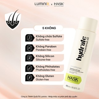 Dầu Xả HASK Coconut Oil Chiết Xuất Dầu Dừa 473ml - Cấp Ẩm Phục Hồi Chuyên Sâu, Giúp Tóc Mềm Mượt Chắc Khoẻ [34158AC]
